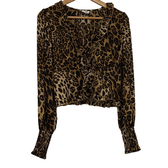 Essue S Animal Print Long Sleeve Blouse - Picture 1 of 10